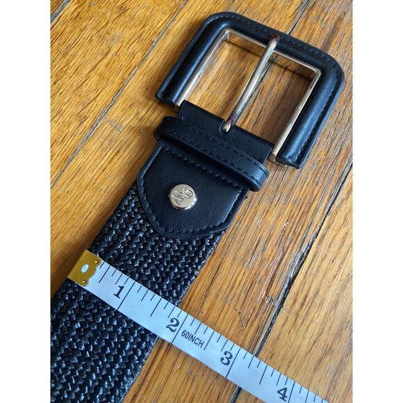 NINE WEST Wide Black Stretch Raffia Waist Belt sz M/L - Picture 8 of 10